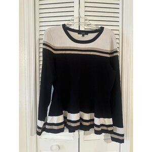 Brown Black Long Sleeve Stretchy Lightweight Silk Blend Sweater ALEX MARIE Sz XL